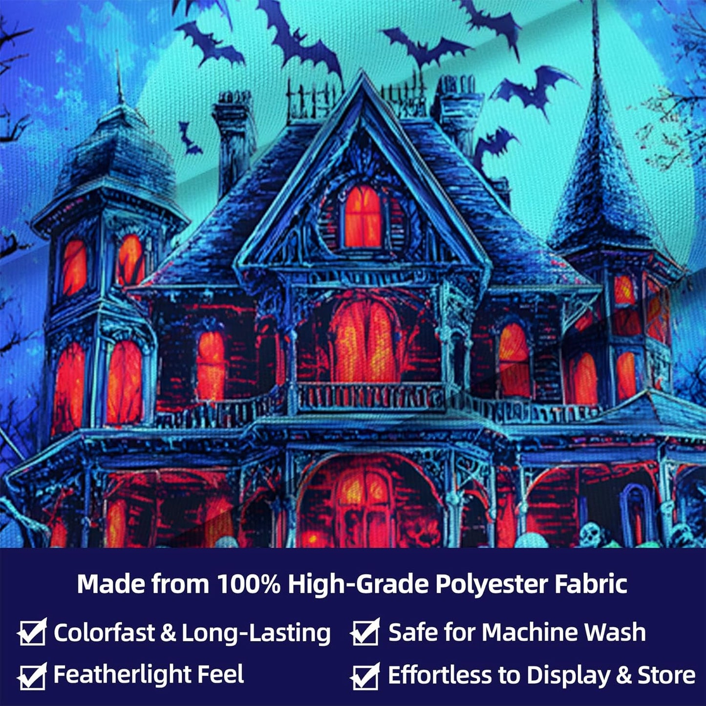 Halloween Tapestry, Blacklight Tapestry for Halloween Party Decor Hanging Tapestries Backdrop Wall Art Poster for Bedroom Dorm 90x70in