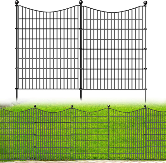 10 Panels No Dig Dog Fence Outdoor for Yard, 40 in(H) X 23.6 ft(L) Decorative Tall Garden Fence Animal Barrier, Rustproof Metal Wire Garden Edging and Borders, Temporary Fencing Stakes