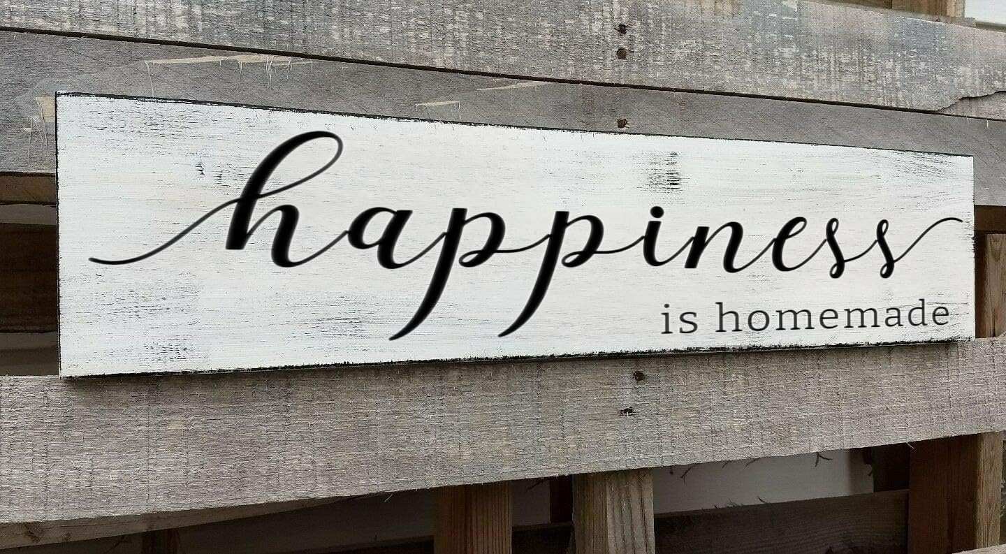 Happiness is Homemade Sign, Farmhouse Kitchen Sign,Rustic Wooden Kitchen Wall Decor for Dining Room (Happiness) 6x18 Inch