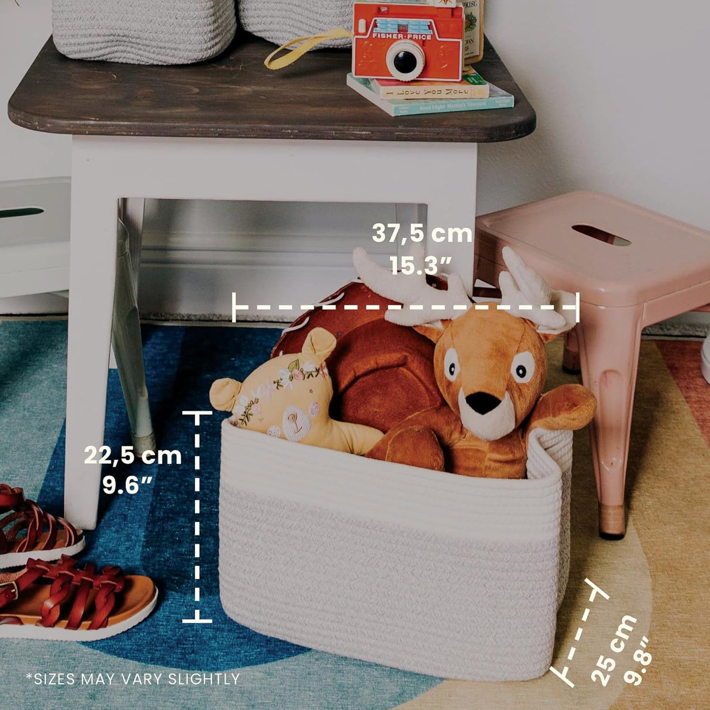 OrganiHaus Set of 3 Woven Storage Baskets for Organizing, Cotton Rope Organizer Bins for Shelves, Closet & Nursery, Dog Toy Basket, Decorative Bins for Toys, Towels & Books - 15x10x9, Grey