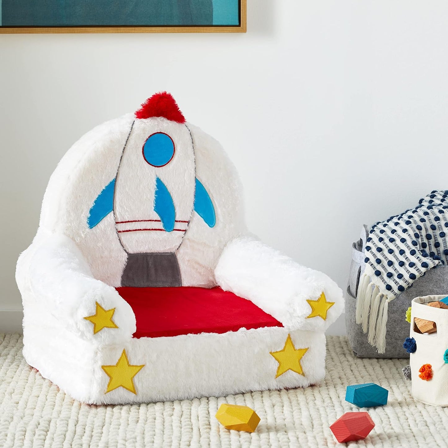 Amazon Basics Children's Plush Toddler Chair, Rocket, Multicolor