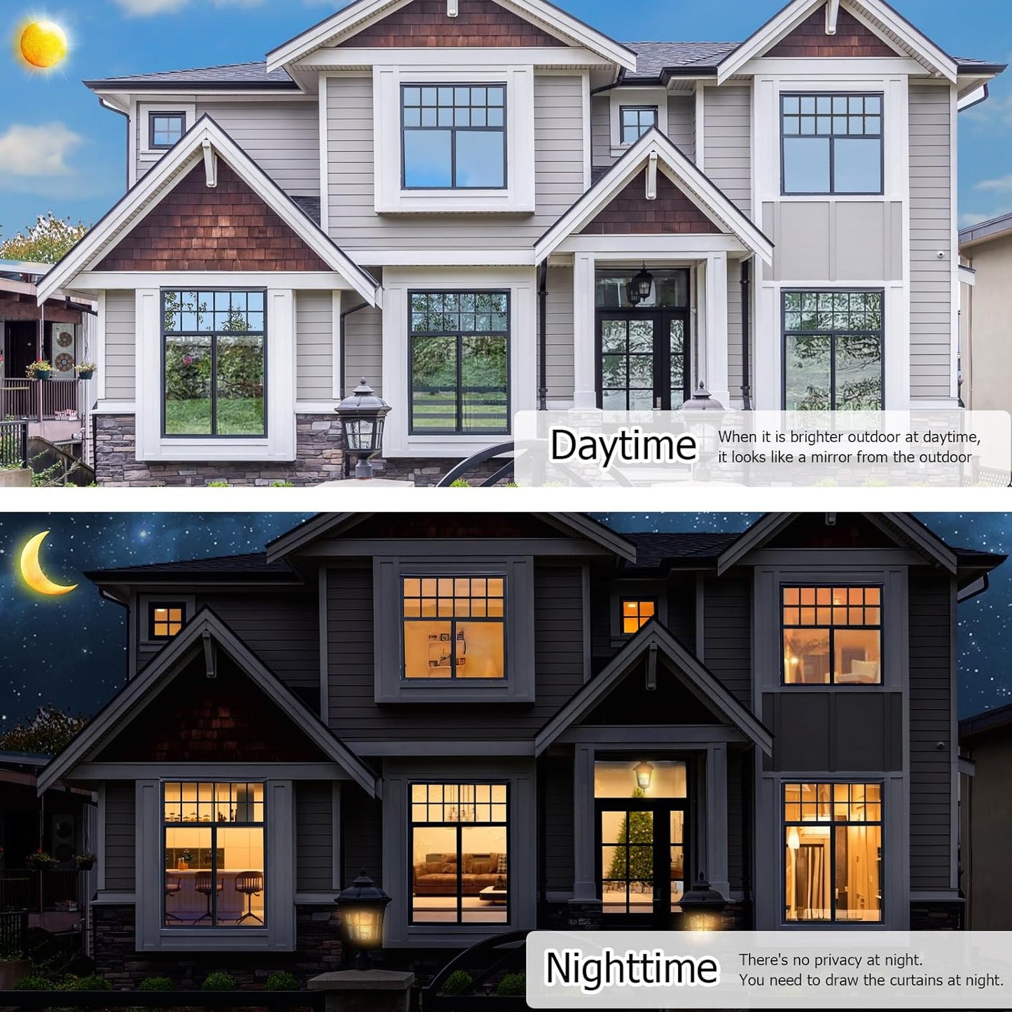 HIDBEA One Way Privacy Window Film, Daytime Privacy Sun Blocking Anti UV Reflective Window Film Heat Control Static Cling Window Tint Film for Home and Office, Silver, 29.5 x 78.7 Inch