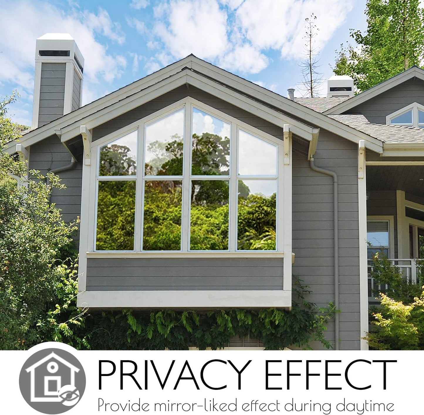 HIDBEA One Way Privacy Window Film, Daytime Mirror Reflective Heat Control UV Sun Blocking Non-Adhesive Static Cling Window Tint for Home and Office (Brown-Silver, 35.4 Inch x 32.8 Feet)