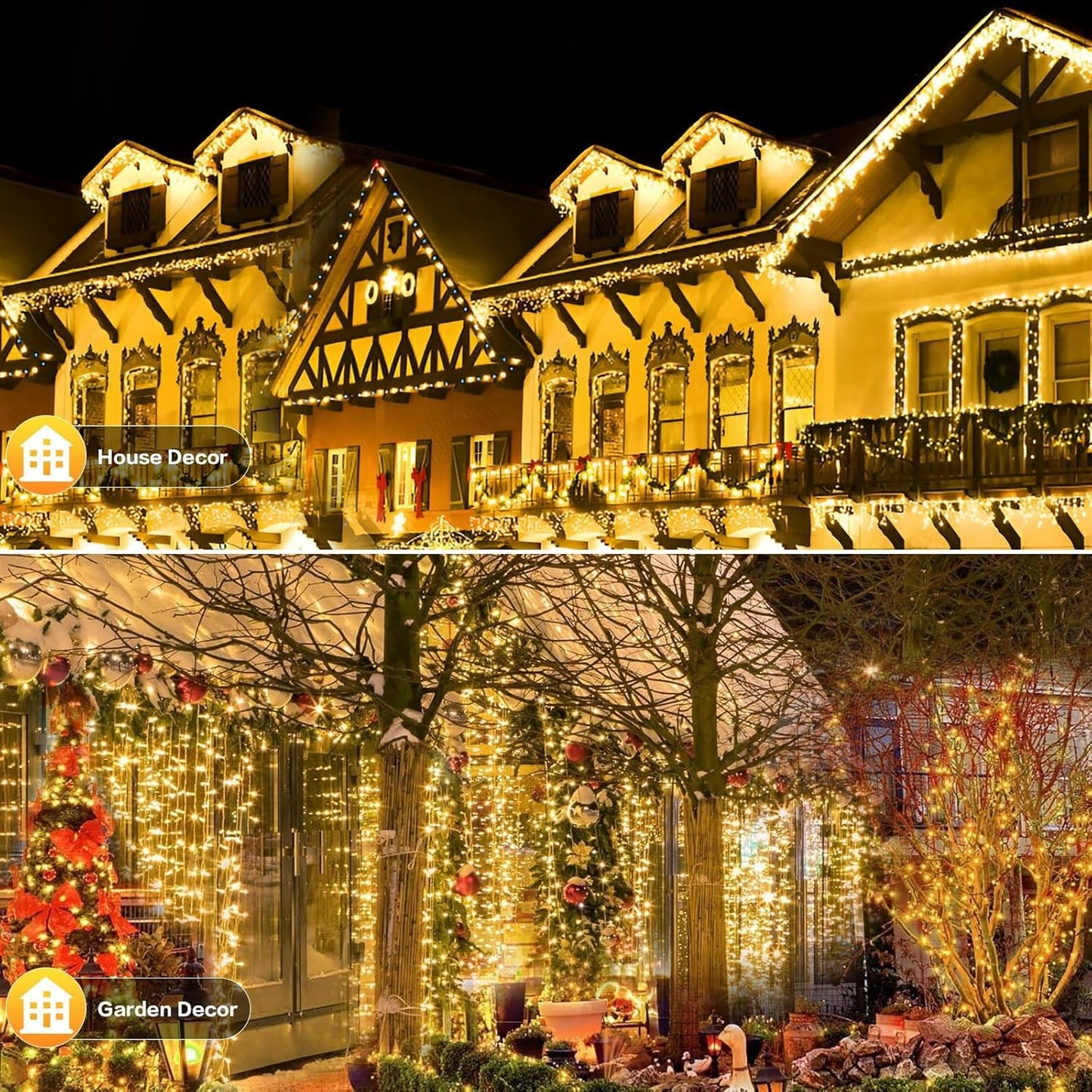 2 Pack Solar String Lights Outdoor, 200 LED Extra-Long 78 FT Solar Lights Outdoor with 8 Lighting Modes, IP65 Waterproof for Garden, Patio, Xmas, Balcony, Wedding, Party (Warm White)