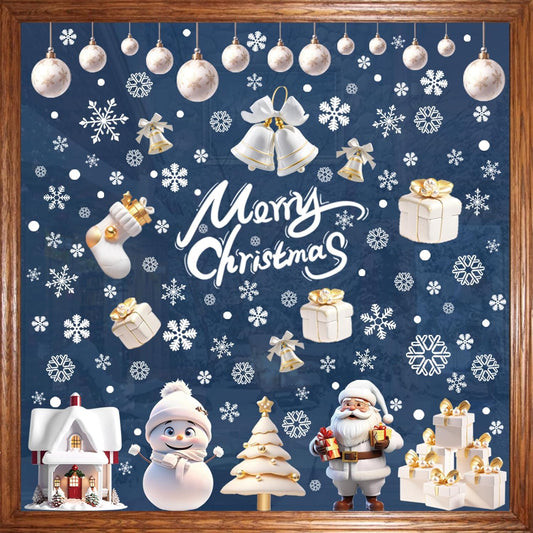 251PCS Christmas Window Clings Stickers for Glass, Xmas Decals Decorations Holiday Snowflakes Santa Snowman Gift and Reindeer Winter Wonderland Decals for Party
