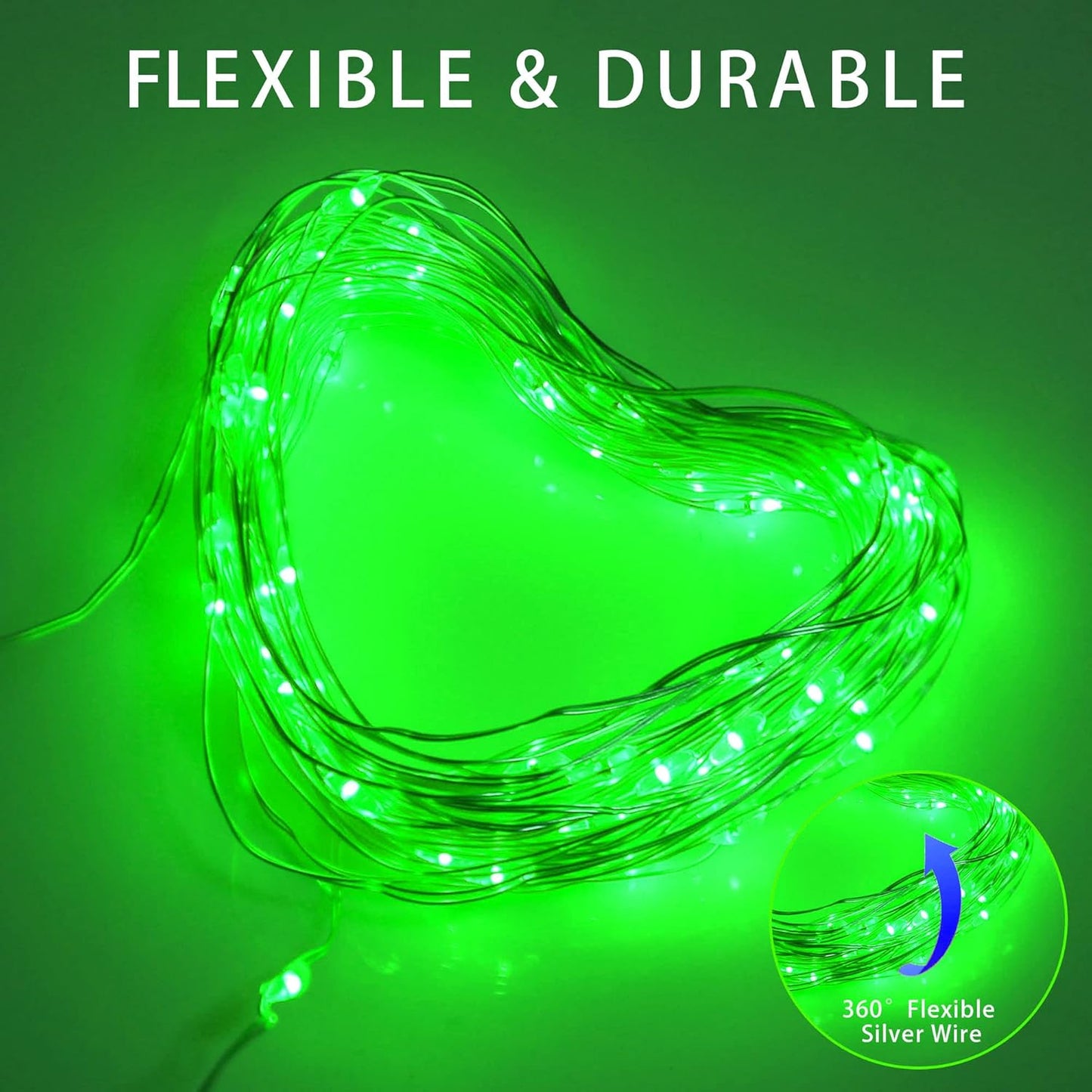 Halloween Decorations Green Fairy String Lights, Battery Operated with Timer, 2 Pack Total 33FT 100 Led Mini Battery Powered Christmas Twinkle Mason Jar Waterproof Firefly Lights DIY Party