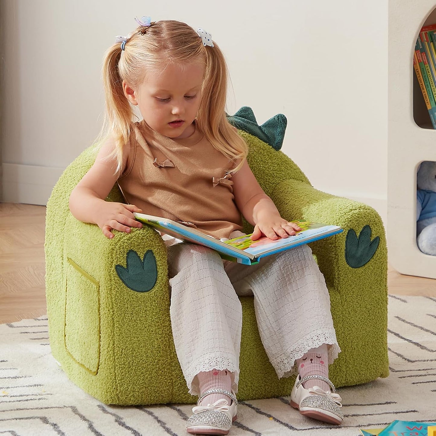 ALIMORDEN Animal Series Kid's Chair, Ultra-Soft Comfy Foam Filled Toddler Sofa Chair, Cute Animal-Shaped Design Toddler Couch, Lightweight Birthday for Baby Boys & Girls (Dinosaur)