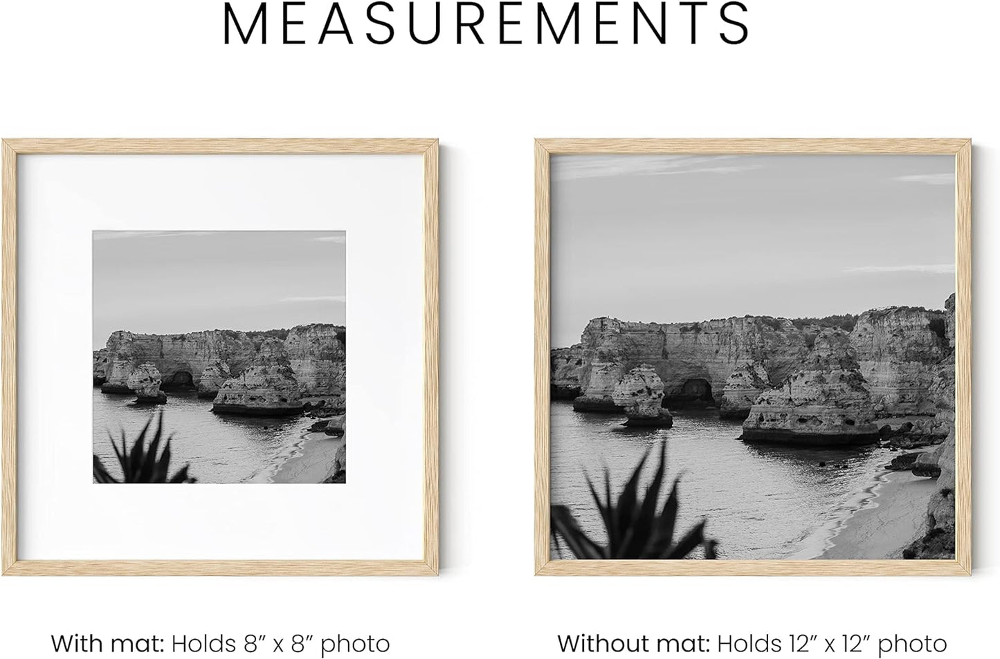 HAUS AND HUES Square Picture Frames Set of 25 - Wooden 12x12 Frames with Mat, Gallery Wall Set (Beige Oak)