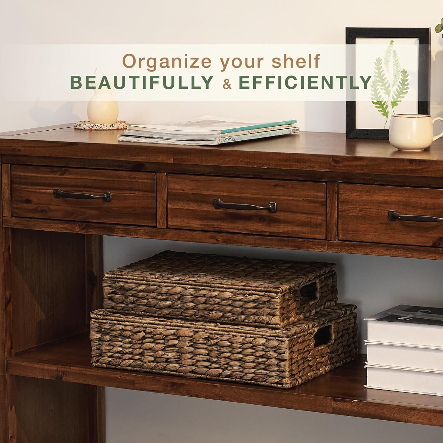 Set of 2 Decorative Storage Boxes With Lids for Home Decor, Shelves