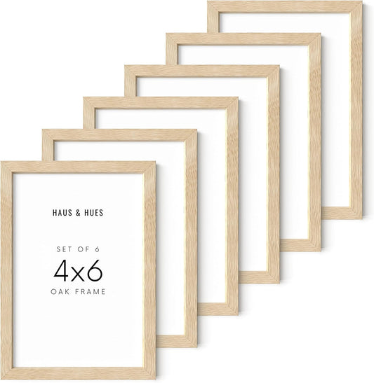 HAUS AND HUES Solid Oak Picture Frame Set - Beige Gallery Wall Frames, Tabletop Frames, Bulk Pack