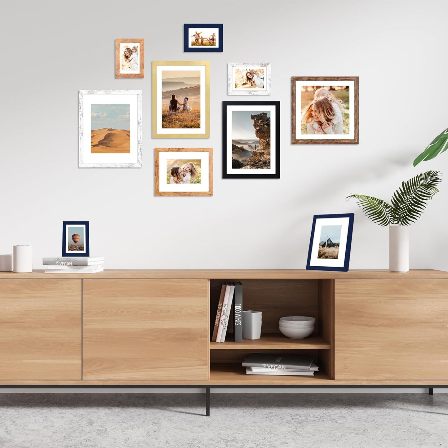 12x12 Picture Frame Set of 4, 12 x 12 Wood Photo Frames with Mat for 10x10 or 30x30cm Diamond Painting Art, Wooden Frame with Real Glass Cover for Wall and Tabletop Display,Black