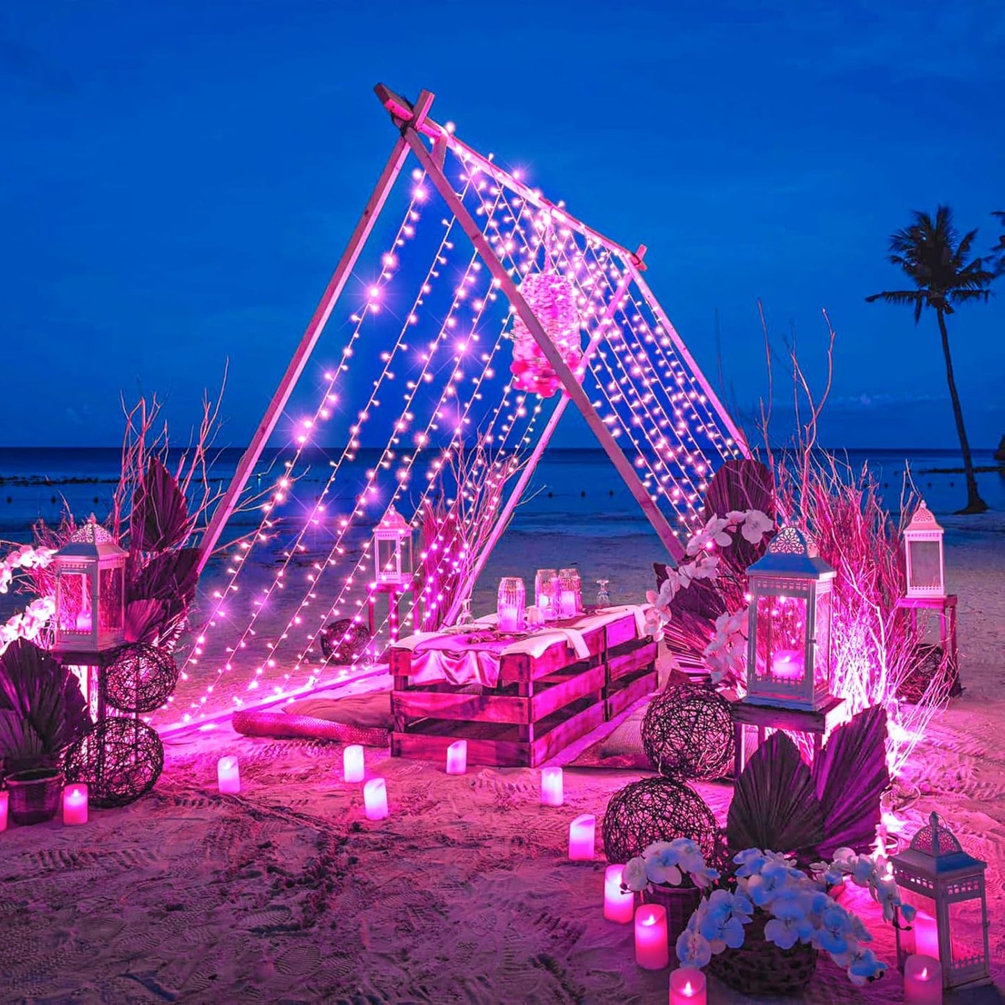 120 LED Pink Christmas Lights, 40ft Pink String Lights with 8 Modes Clear Wire Waterproof, Plug in Fairy String Light for Bedroom Valentines Day Christmas Decorations