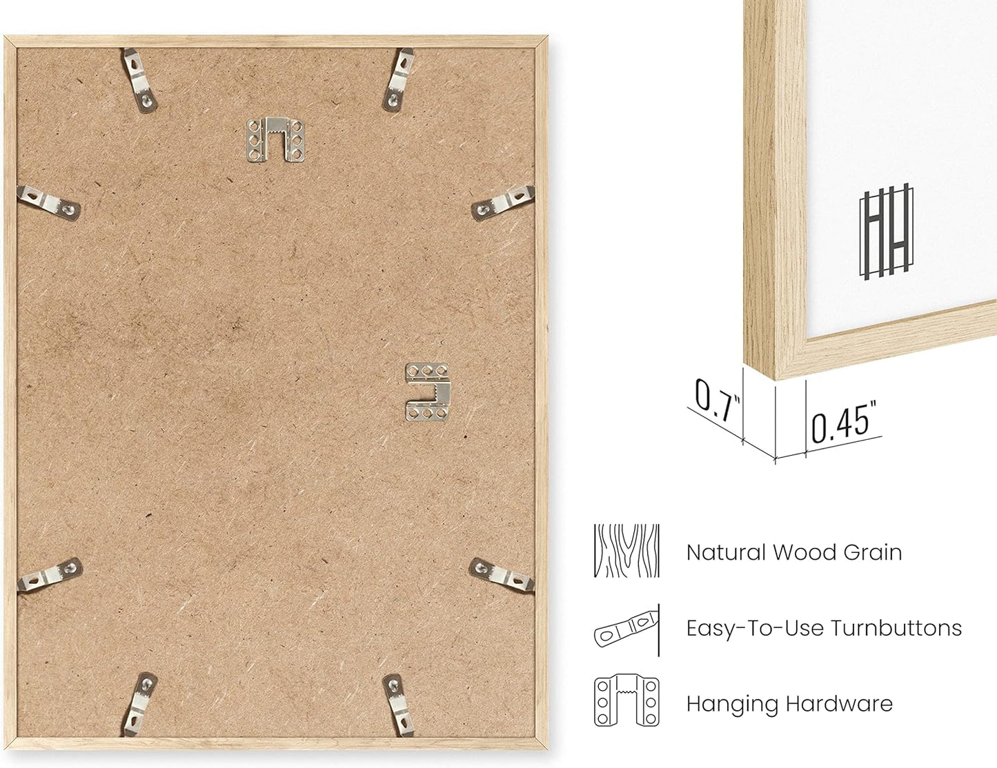 HAUS AND HUES Natural Wood Picture Frames - Set of 6 Frame Sets for Wall Collage, Gallery Wall Frame Set Assorted, Picture Frame Sets for Wall Collage (Two 8x10, Two 11x14, Two 12x16 Beige Frame)