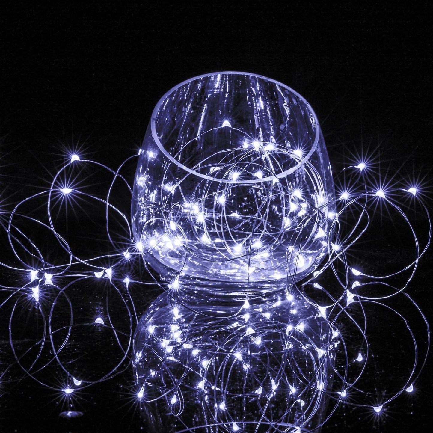 2 x 50LEDs Fairy Lights Battery Operated, Silver Wire 2 Mode 16.4Ft Chains String Lights for Bedroom Christmas Party Decoration (Cool White, 16.4)