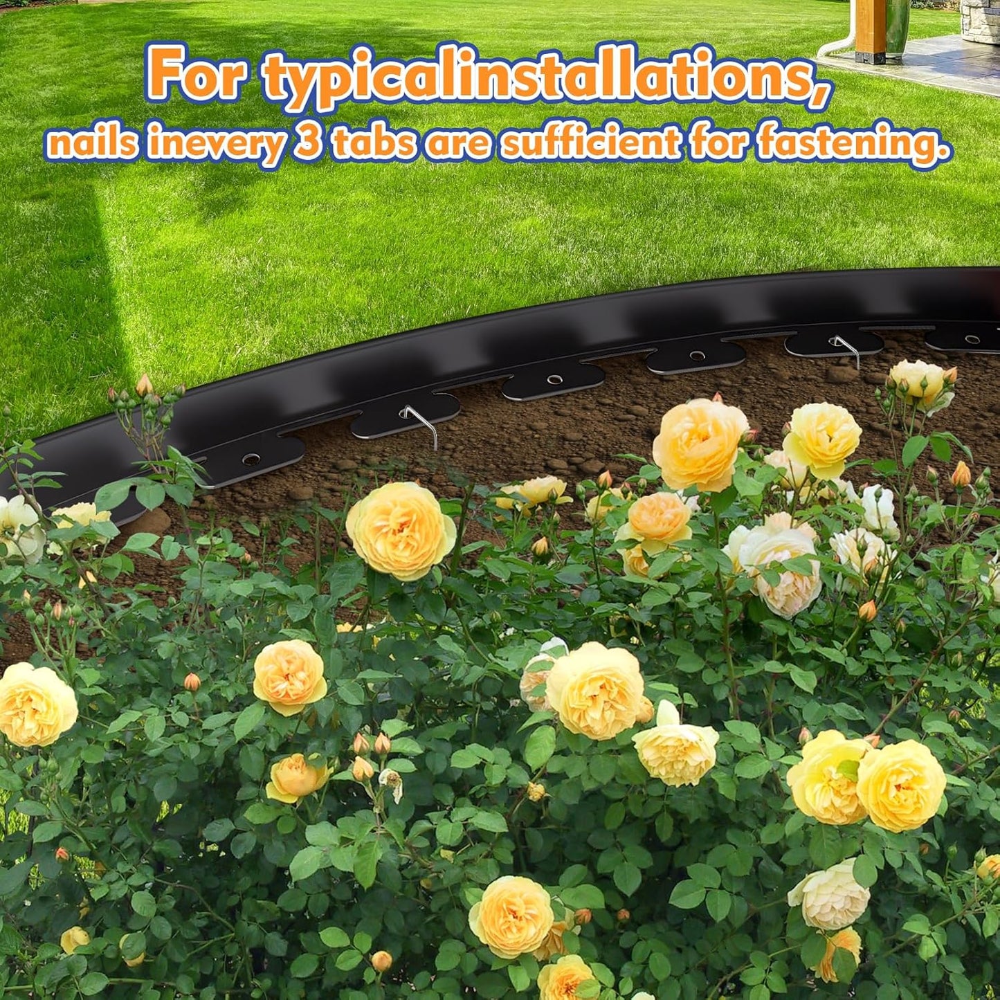 2 Inch x 33 FT (Multiple Sizes Available) Landscape Edging, Garden Edging Borders with 40pcs Upgrade Stakes, Flexible No Dig Plastic Garden Border for Lawn, Landscaping, Flower Beds, tree and Yard