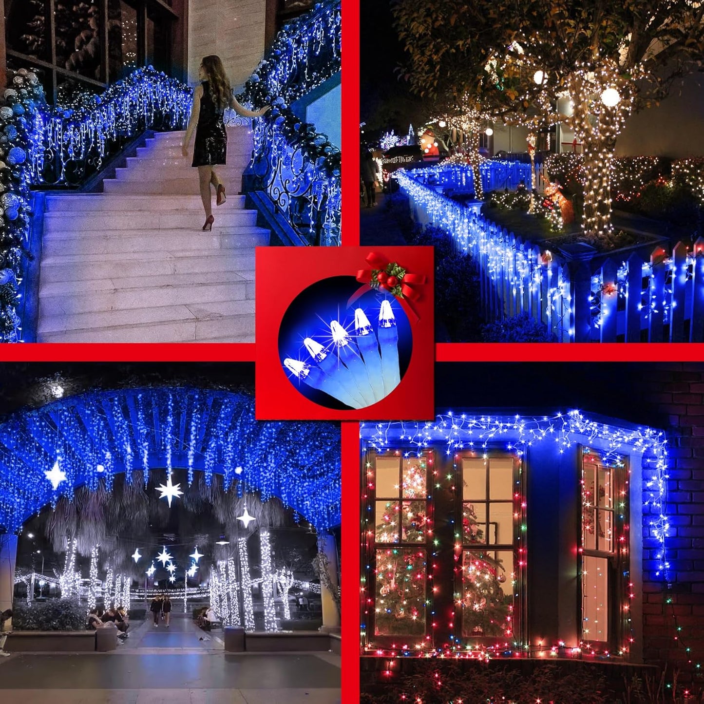 1332 LED 132FT Christmas Lights with 296 Drops, 12 Modes Dimmable Blue Outdoor Hanging Lights with Timer Memory, Waterproof Curtain Lights for Home Bedroom Yard Indoor Tree Window Roof Fence Wedding