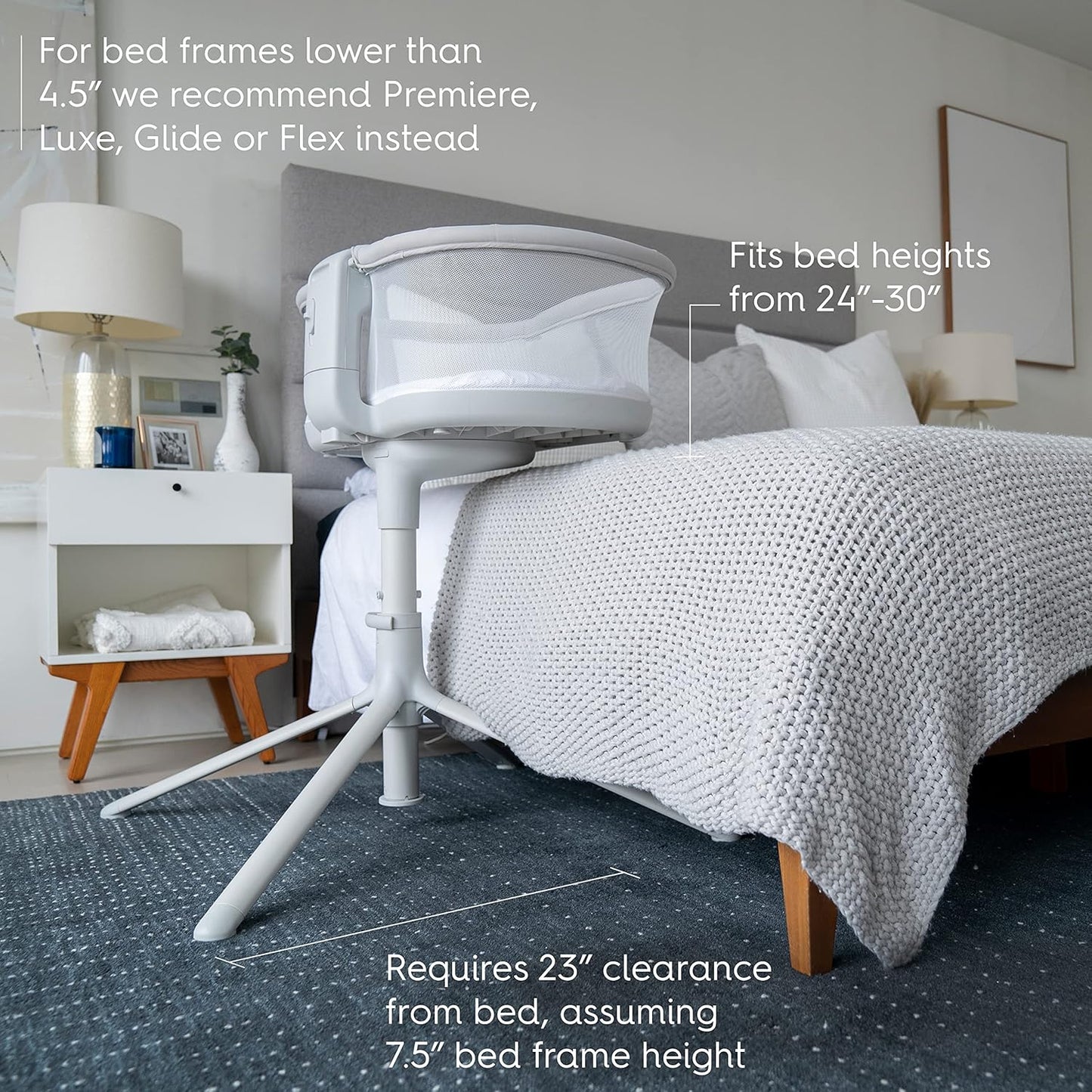 HALO BassiNest Swivel Sleeper 3.0 – Over-Bed Baby Bassinet with 360 Rotation, Adjustable Height, Breathable Mesh, Safe Close Sleeping, Lowering Wall for Easy Access, Feeding & C-Section Recovery