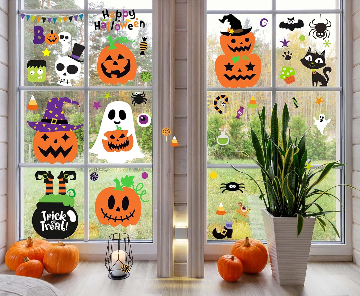 Halloween Window Clings Window Stickers Cute Pumpkin Ghost Halloween Window Decorations Window Decals for Halloween Decor